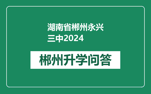 湖南省郴州永兴三中2024