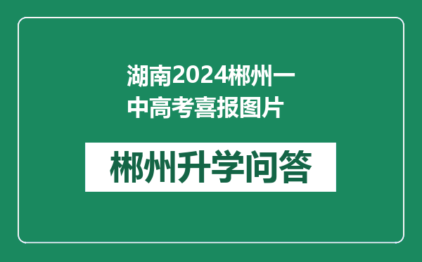 湖南2024郴州一中高考喜报图片