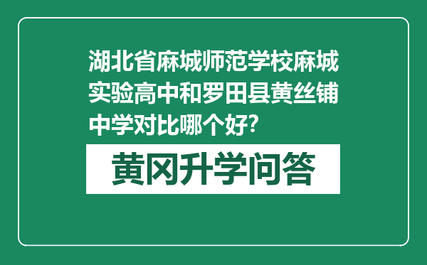 湖北省麻城师范学校麻城实验高中和罗田县黄丝铺中学对比哪个好？