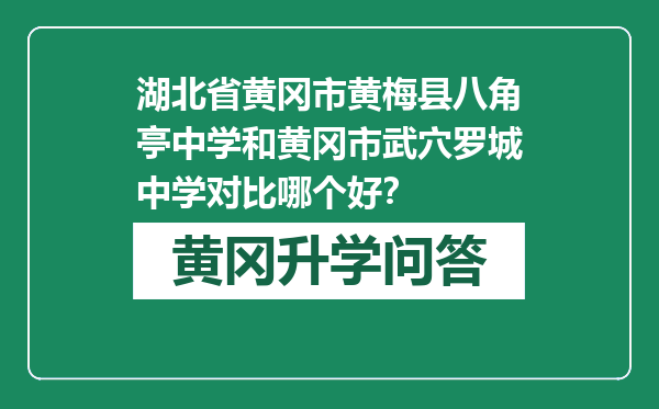 湖北省黄冈市黄梅县八角亭中学和黄冈市武穴罗城中学对比哪个好？