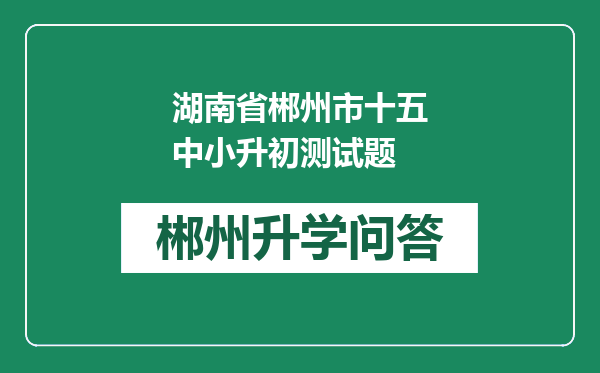 湖南省郴州市十五中小升初测试题