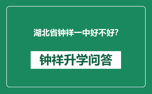 湖北省钟祥一中好不好？