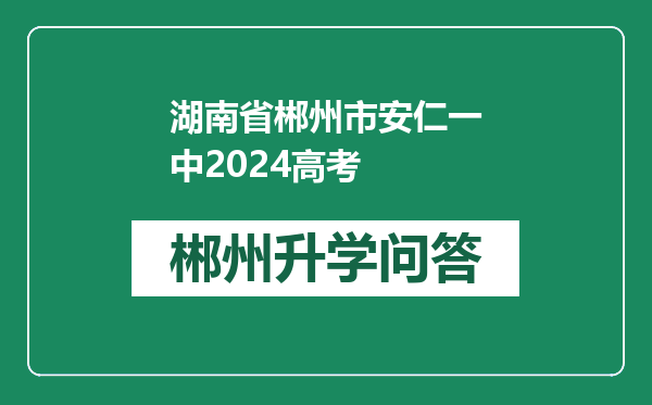 湖南省郴州市安仁一中2024高考