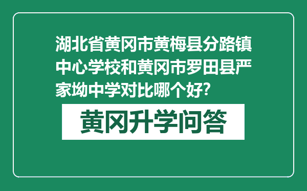 湖北省黄冈市黄梅县分路镇中心学校和黄冈市罗田县严家坳中学对比哪个好？