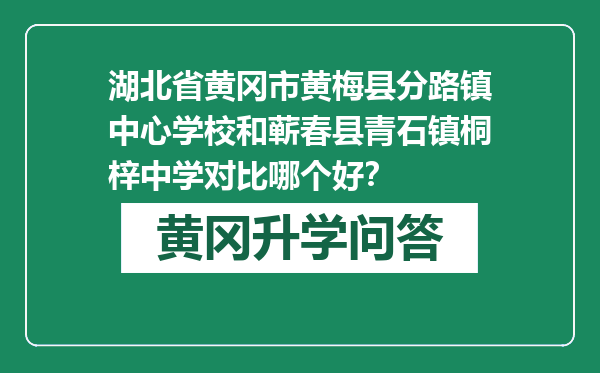 湖北省黄冈市黄梅县分路镇中心学校和蕲春县青石镇桐梓中学对比哪个好？