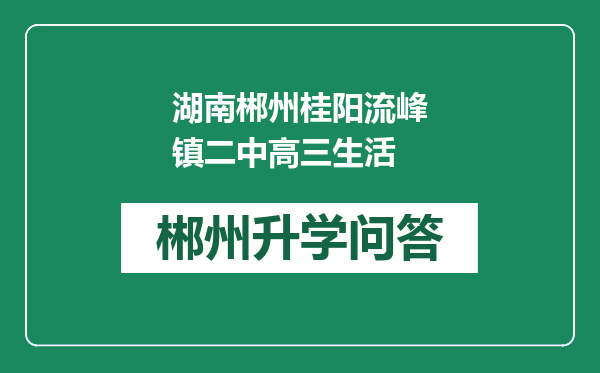 湖南郴州桂阳流峰镇二中高三生活