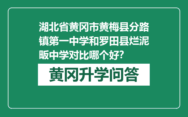 湖北省黄冈市黄梅县分路镇第一中学和罗田县烂泥畈中学对比哪个好？