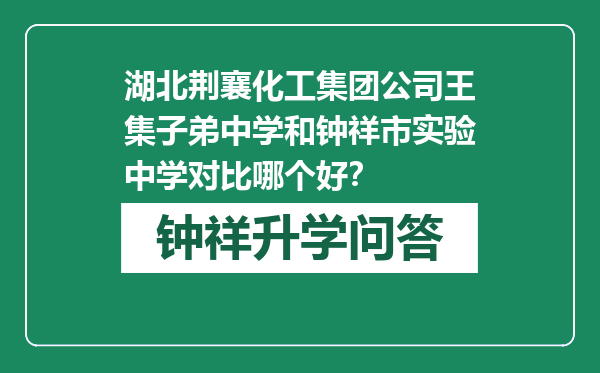 湖北荆襄化工集团公司王集子弟中学和钟祥市实验中学对比哪个好？