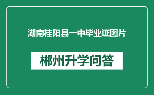 湖南桂阳县一中毕业证图片