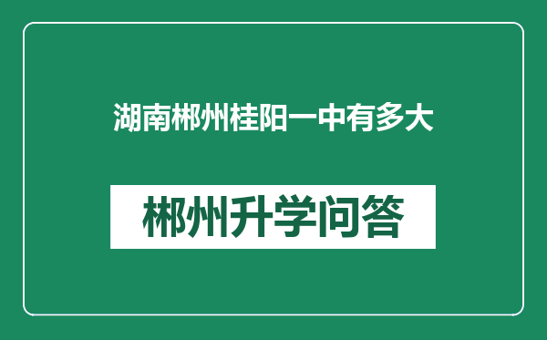 湖南郴州桂阳一中有多大