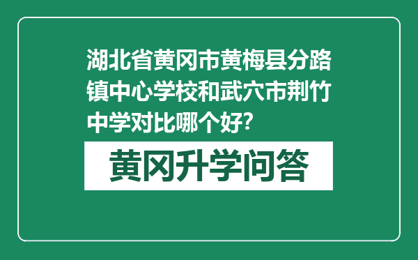 湖北省黄冈市黄梅县分路镇中心学校和武穴市荆竹中学对比哪个好？