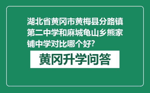 湖北省黄冈市黄梅县分路镇第二中学和麻城龟山乡熊家铺中学对比哪个好？