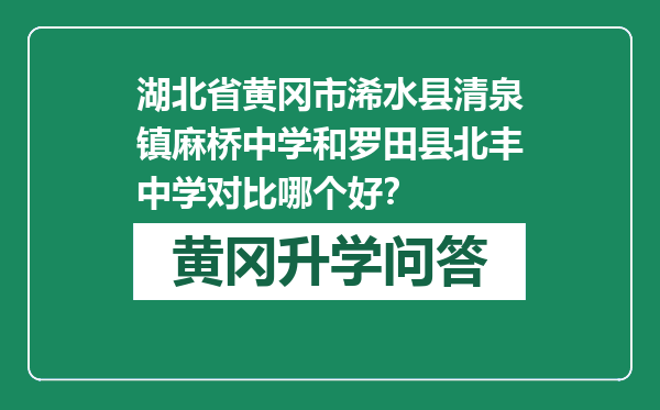 湖北省黄冈市浠水县清泉镇麻桥中学和罗田县北丰中学对比哪个好？