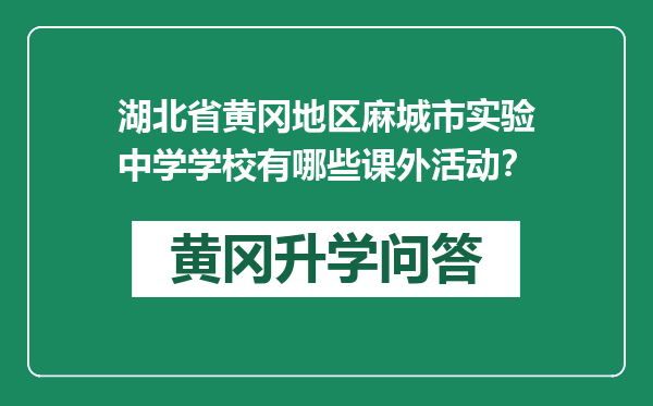 湖北省黄冈地区麻城市实验中学学校有哪些课外活动？