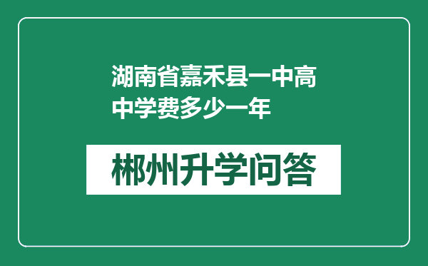 湖南省嘉禾县一中高中学费多少一年