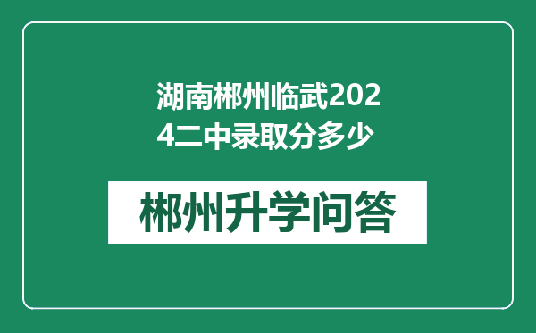 湖南郴州临武2024二中录取分多少