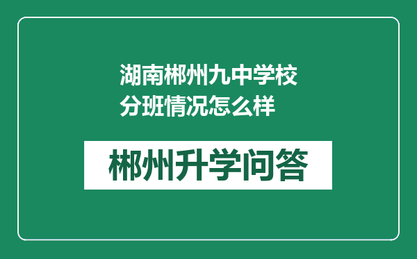 湖南郴州九中学校分班情况怎么样