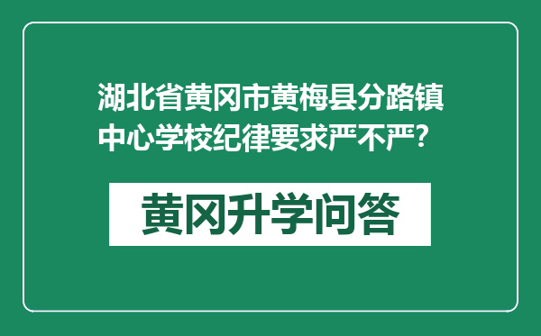 湖北省黄冈市黄梅县分路镇中心学校纪律要求严不严？