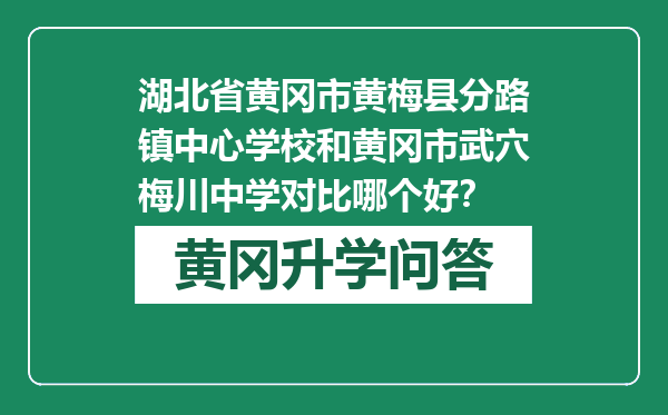 湖北省黄冈市黄梅县分路镇中心学校和黄冈市武穴梅川中学对比哪个好？