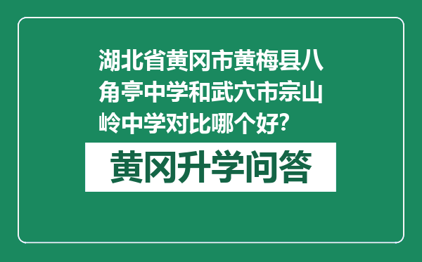 湖北省黄冈市黄梅县八角亭中学和武穴市宗山岭中学对比哪个好？