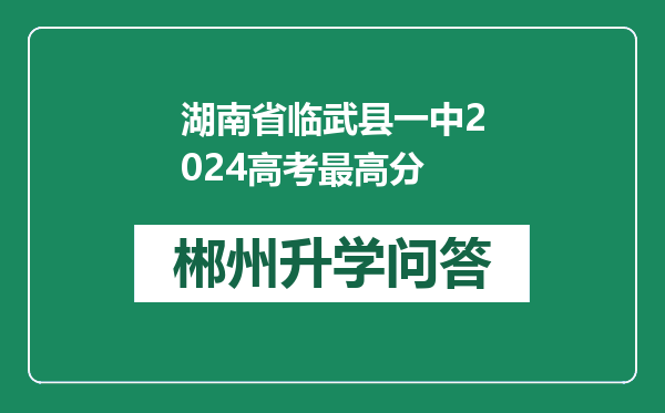 湖南省临武县一中2024高考最高分