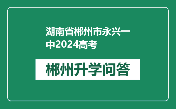 湖南省郴州市永兴一中2024高考