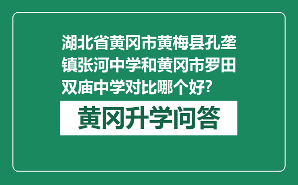 湖北省黄冈市黄梅县孔垄镇张河中学和黄冈市罗田双庙中学对比哪个好？