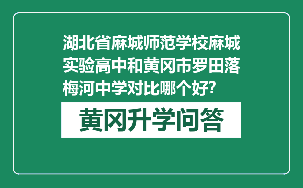 湖北省麻城师范学校麻城实验高中和黄冈市罗田落梅河中学对比哪个好？