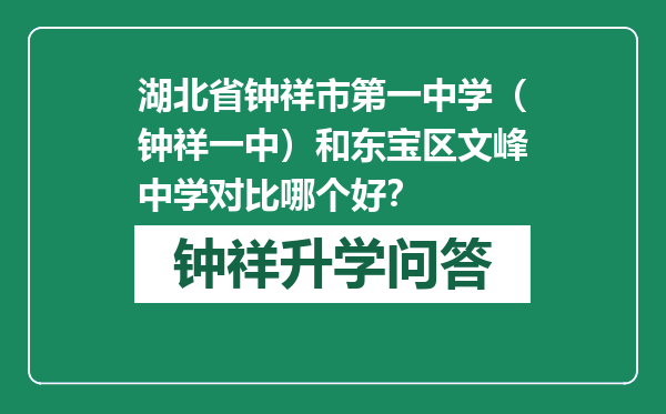 湖北省钟祥市第一中学（钟祥一中）和东宝区文峰中学对比哪个好？