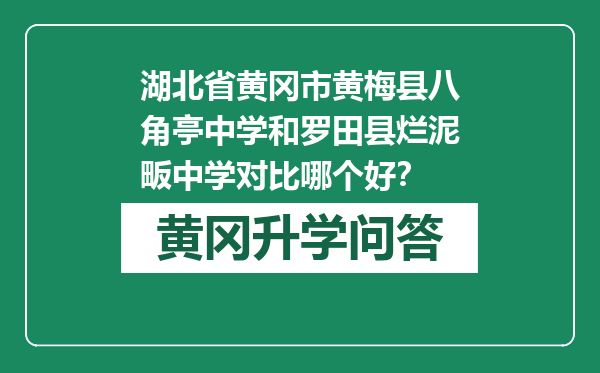 湖北省黄冈市黄梅县八角亭中学和罗田县烂泥畈中学对比哪个好？