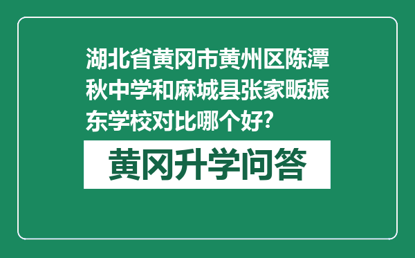 湖北省黄冈市黄州区陈潭秋中学和麻城县张家畈振东学校对比哪个好？