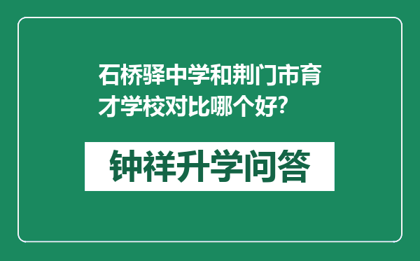 石桥驿中学和荆门市育才学校对比哪个好？