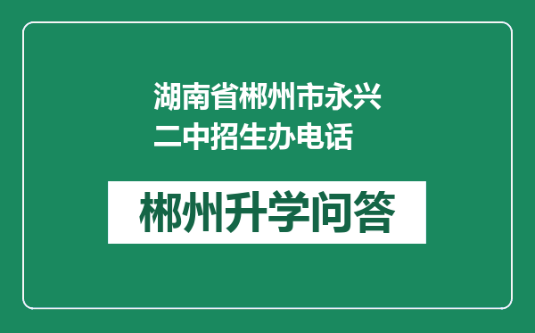 湖南省郴州市永兴二中招生办电话