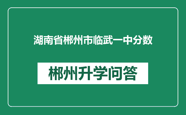 湖南省郴州市临武一中分数