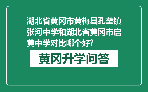 湖北省黄冈市黄梅县孔垄镇张河中学和湖北省黄冈市启黄中学对比哪个好？