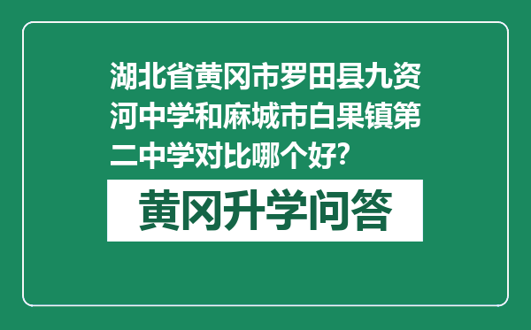 湖北省黄冈市罗田县九资河中学和麻城市白果镇第二中学对比哪个好？