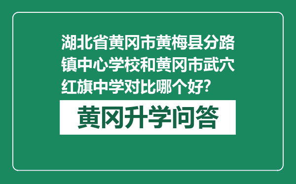 湖北省黄冈市黄梅县分路镇中心学校和黄冈市武穴红旗中学对比哪个好？