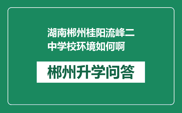 湖南郴州桂阳流峰二中学校环境如何啊