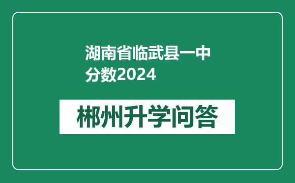 湖南省临武县一中分数2024