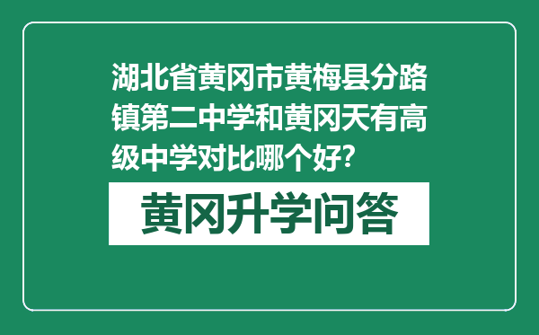 湖北省黄冈市黄梅县分路镇第二中学和黄冈天有高级中学对比哪个好？