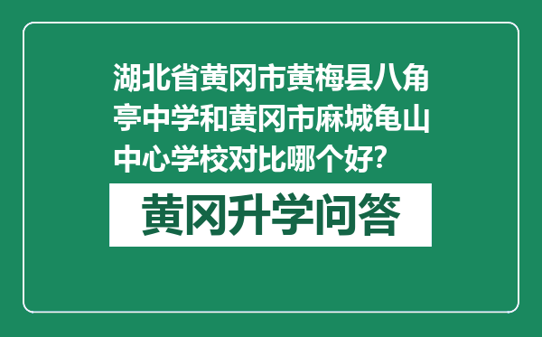 湖北省黄冈市黄梅县八角亭中学和黄冈市麻城龟山中心学校对比哪个好？