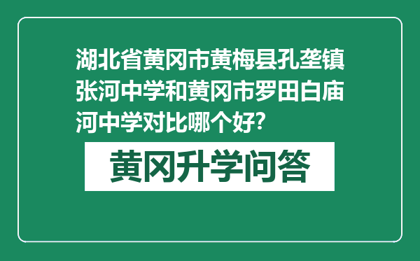 湖北省黄冈市黄梅县孔垄镇张河中学和黄冈市罗田白庙河中学对比哪个好？