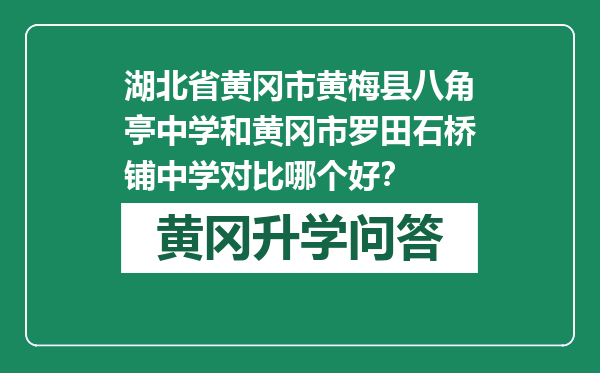 湖北省黄冈市黄梅县八角亭中学和黄冈市罗田石桥铺中学对比哪个好？