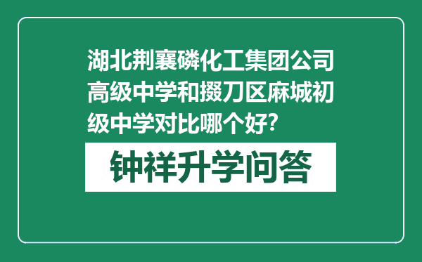 湖北荆襄磷化工集团公司高级中学和掇刀区麻城初级中学对比哪个好？