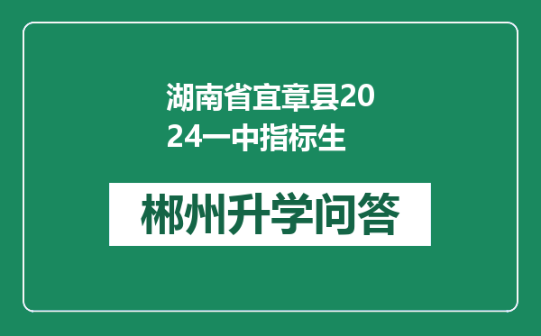 湖南省宜章县2024一中指标生