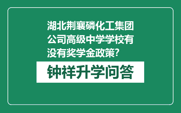 湖北荆襄磷化工集团公司高级中学学校有没有奖学金政策？