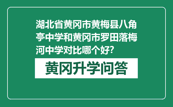 湖北省黄冈市黄梅县八角亭中学和黄冈市罗田落梅河中学对比哪个好？