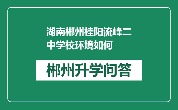 湖南郴州桂阳流峰二中学校环境如何