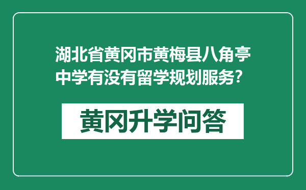 湖北省黄冈市黄梅县八角亭中学有没有留学规划服务？