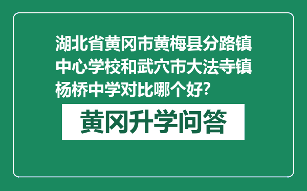 湖北省黄冈市黄梅县分路镇中心学校和武穴市大法寺镇杨桥中学对比哪个好？